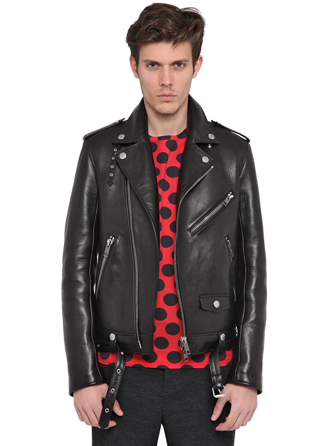 Burberry Prorsum Soft Leather Biker Jacket in Black for Men - Lyst