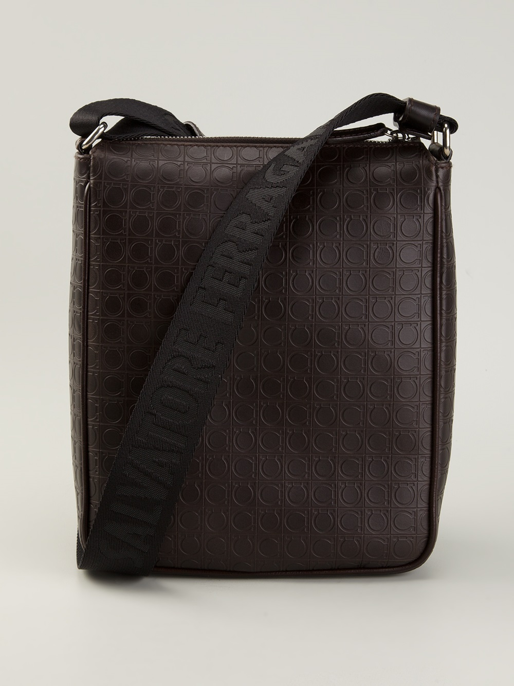 Ferragamo Logo Embossed Messenger Bag in Brown for Men Lyst
