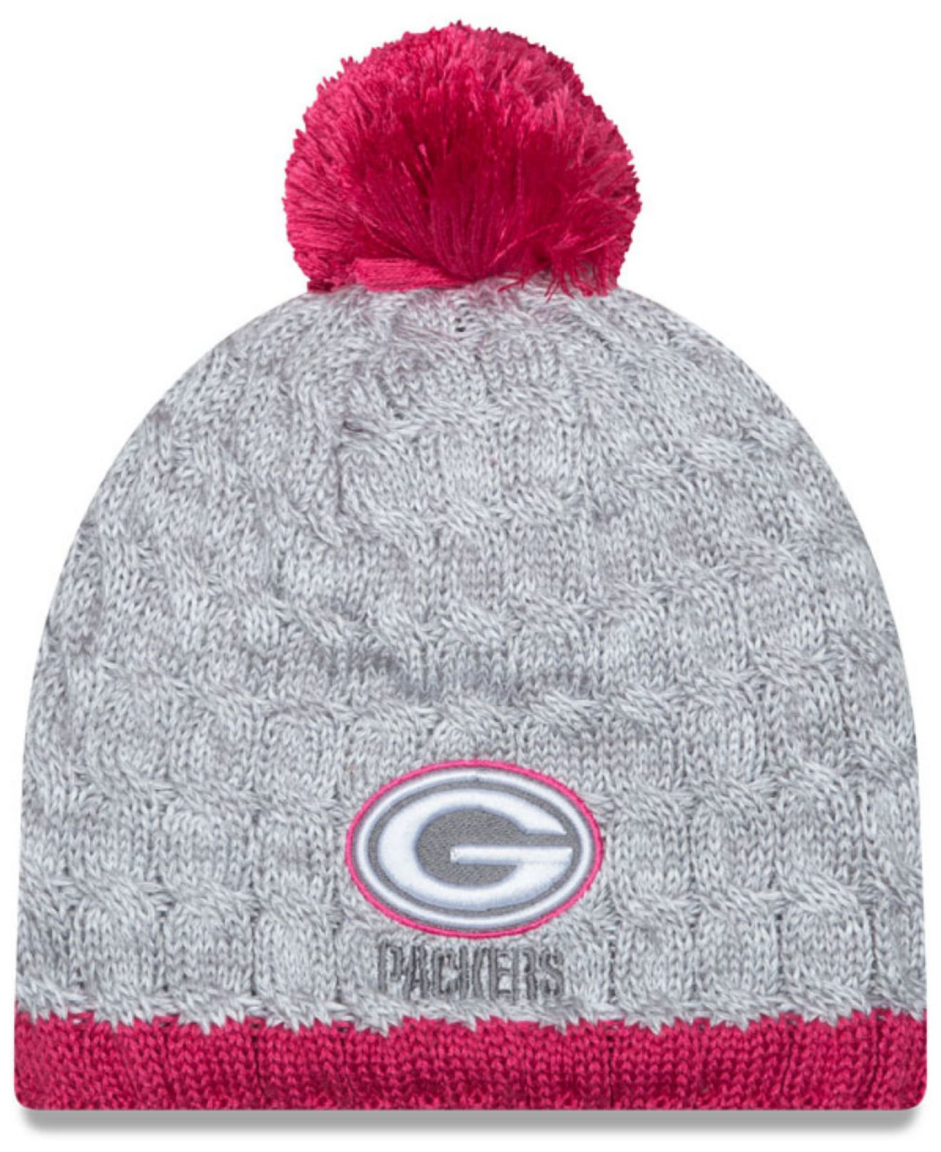Ktz Women S Green Bay Packers Breast Cancer Awareness Knit Hat In Gray Pink Pink Lyst