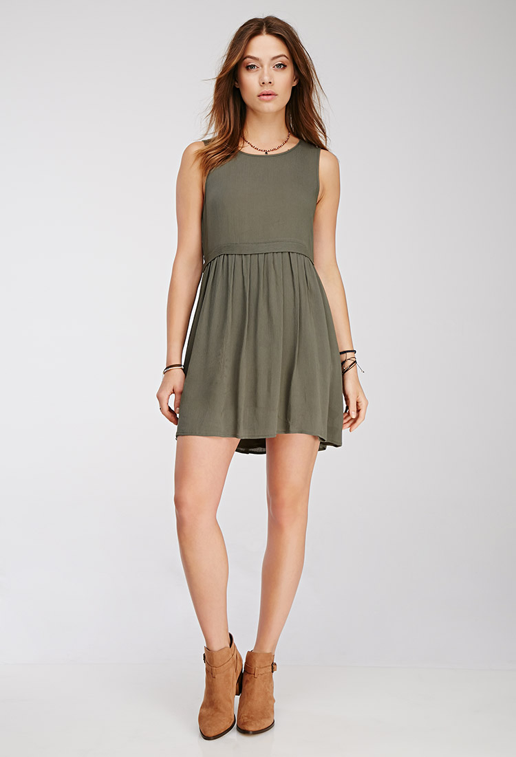 Forever 21 Classic Babydoll Dress in Green Lyst