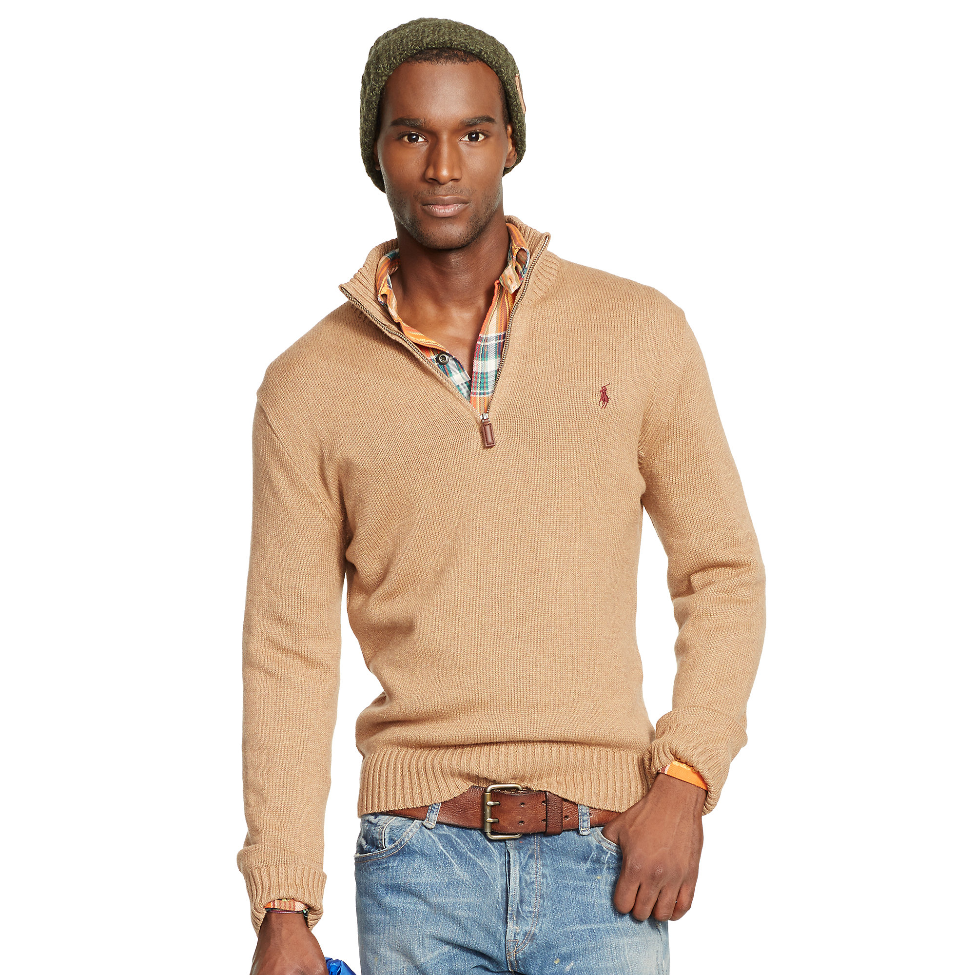 ralph lauren cotton half zip sweater