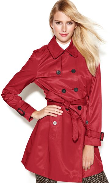 Inc International Concepts Double Breasted Skirted Trench Coat in Red ...