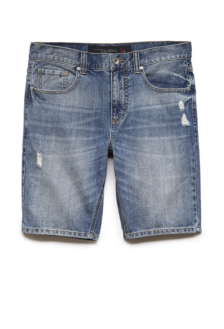 Lyst - Forever 21 Distressed Denim Shorts in Blue for Men