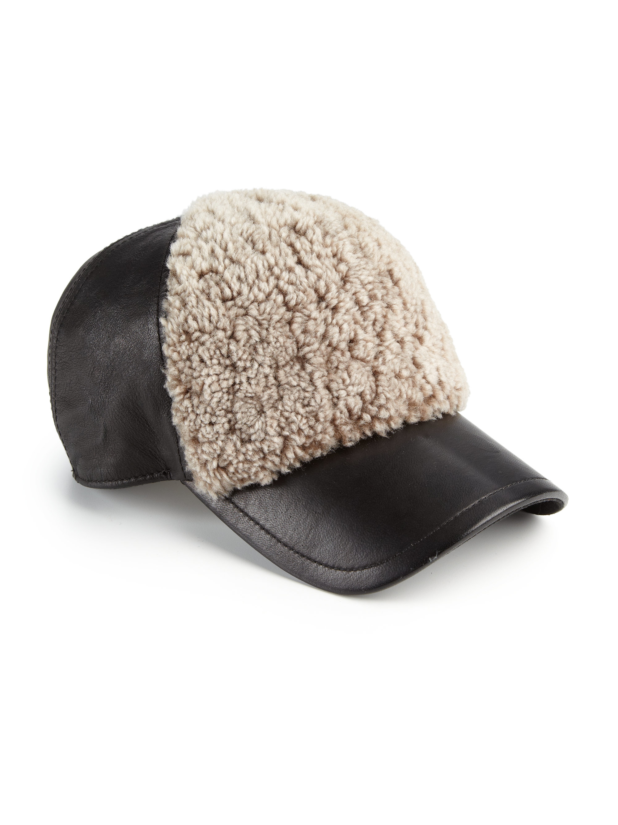shearling baseball cap