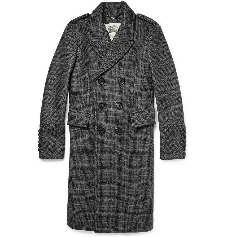 Lyst Burberry Slim Fit Prince Of Wales Check Wool And Cashmere Blend Overcoat In Gray For Men