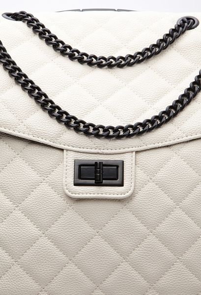 Forever 21 Quilted Faux Leather Roller Bag in Beige (CREAM)