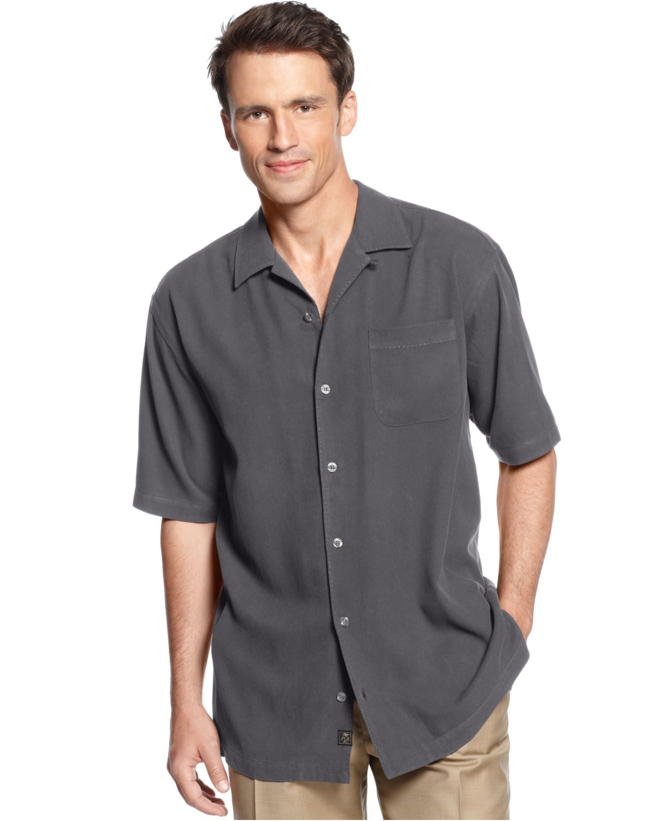 Tommy bahama Catalina Silk Shirt in Gray for Men | Lyst