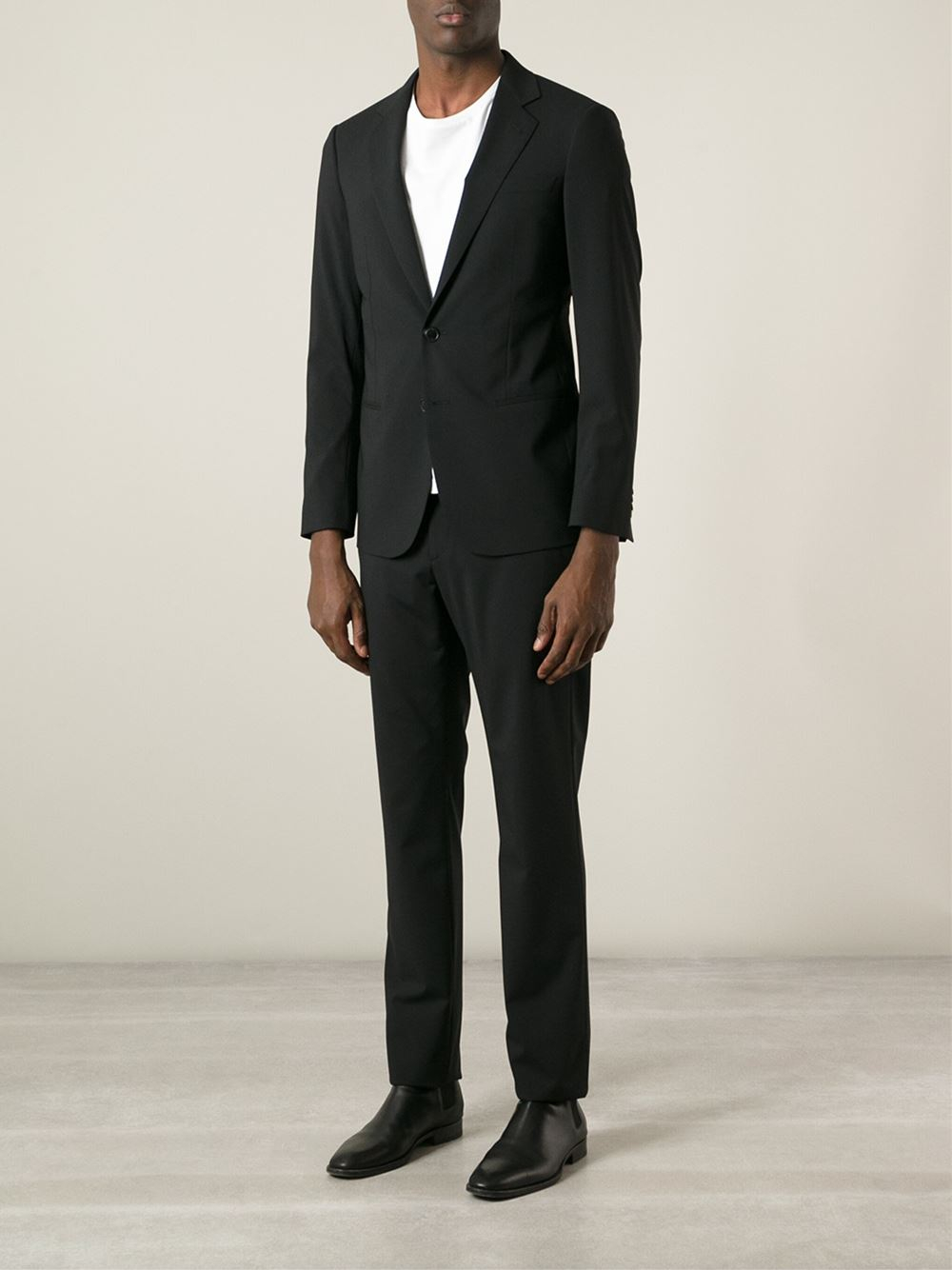 Giorgio armani Slim Fit Suit in Black for Men | Lyst