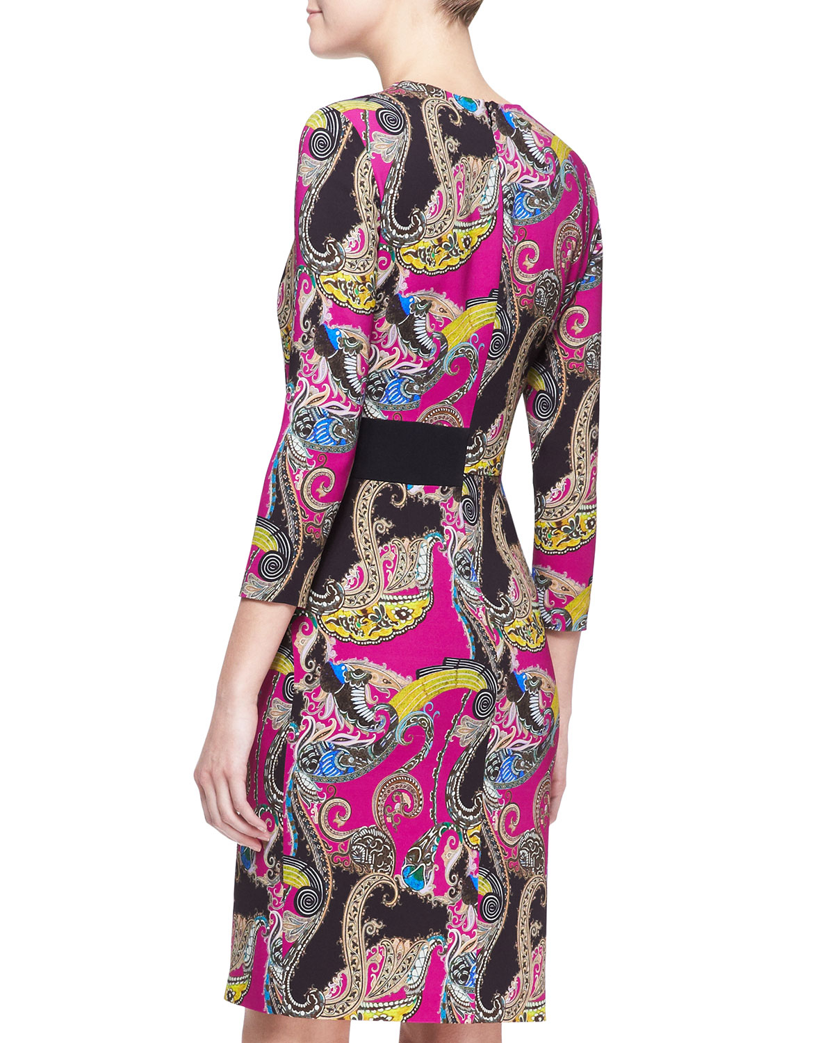 Etro Long-Sleeve Paisley Cady Dress in Multicolor (PINK) | Lyst