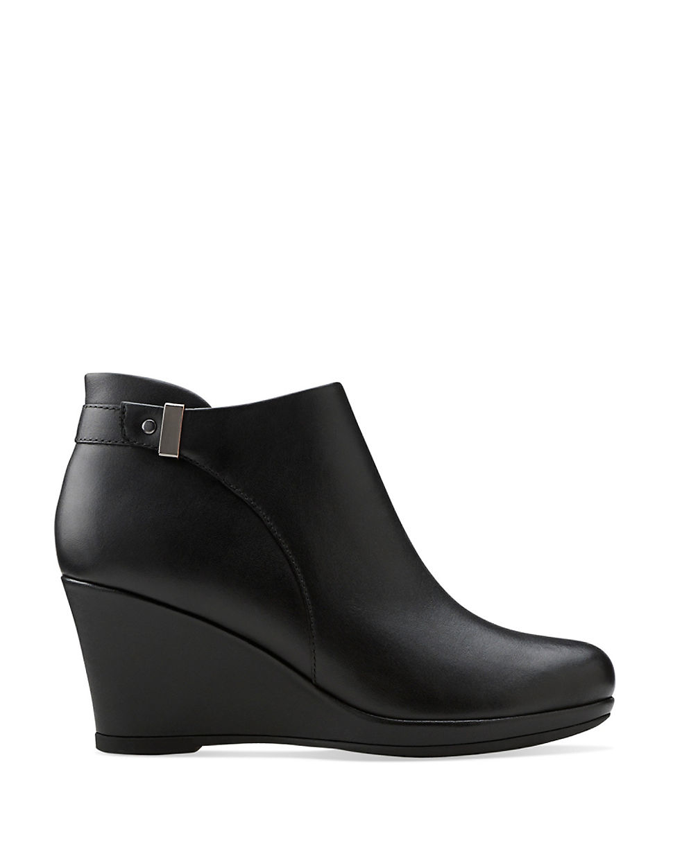 clarks black wedge boots