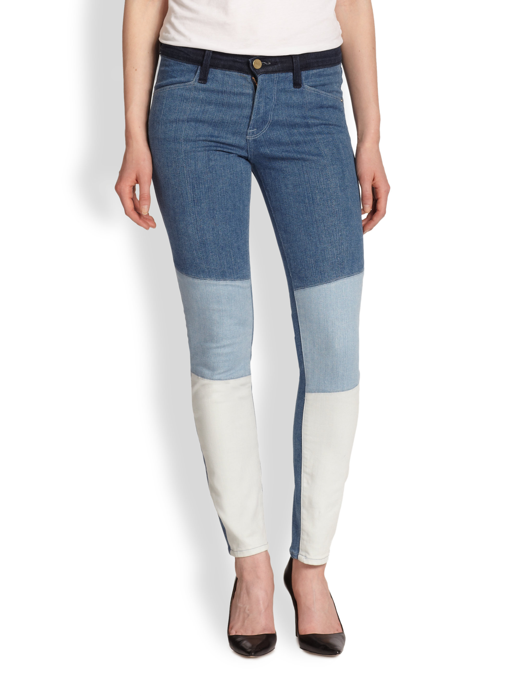 Lyst - Frame Le Skinny Colorblock Jeans in Blue