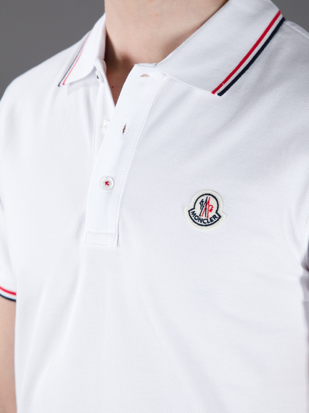 Lyst - Moncler Contrast Piqué Polo Shirt in White for Men