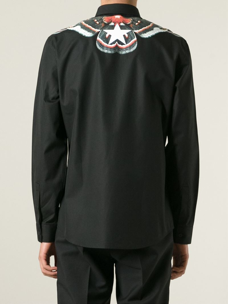Givenchy Moth Print Shirt in Black for Men - Lyst
