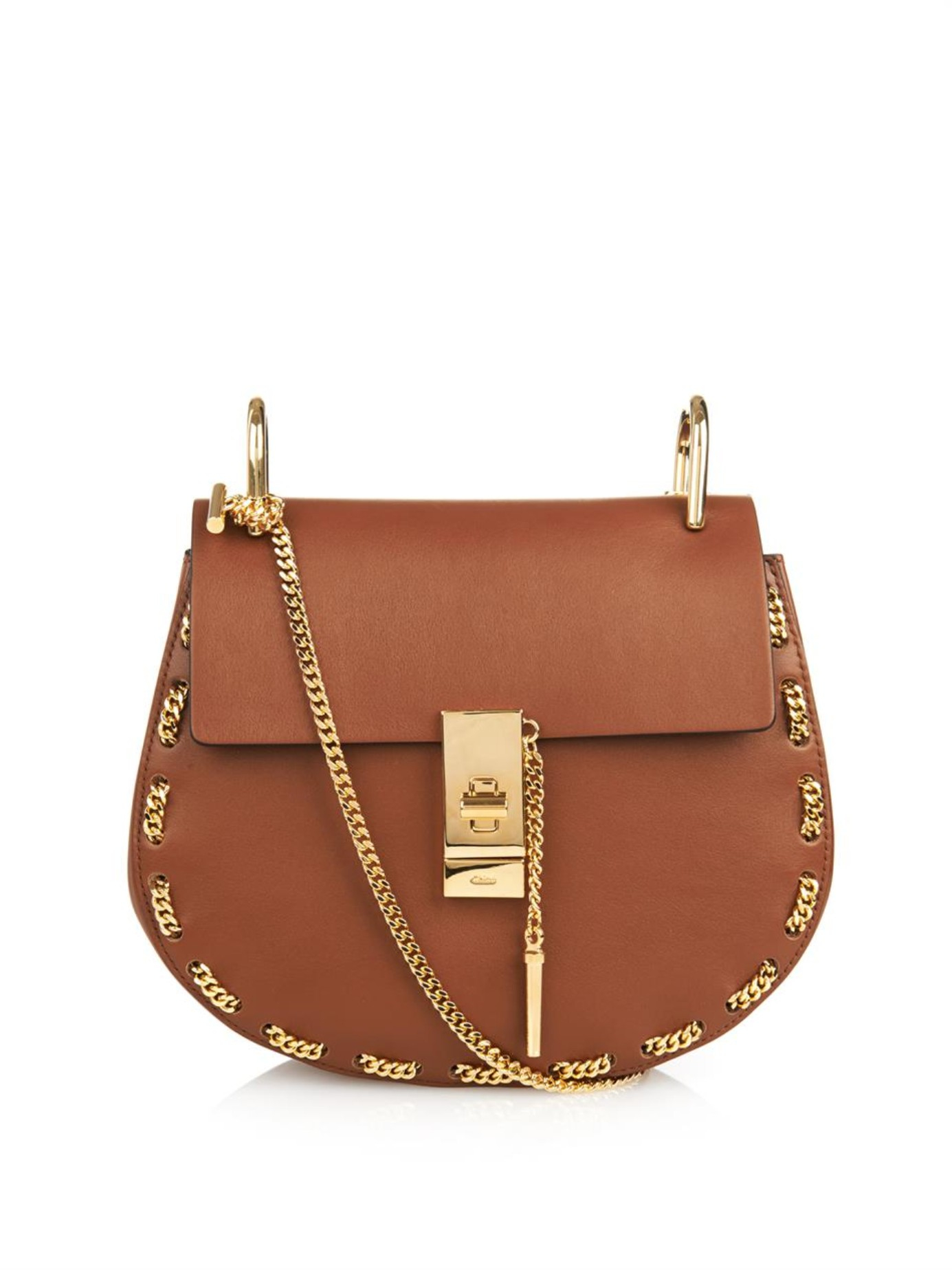Lyst - Chloé Drew Threaded-Chain Shoulder Bag in Brown