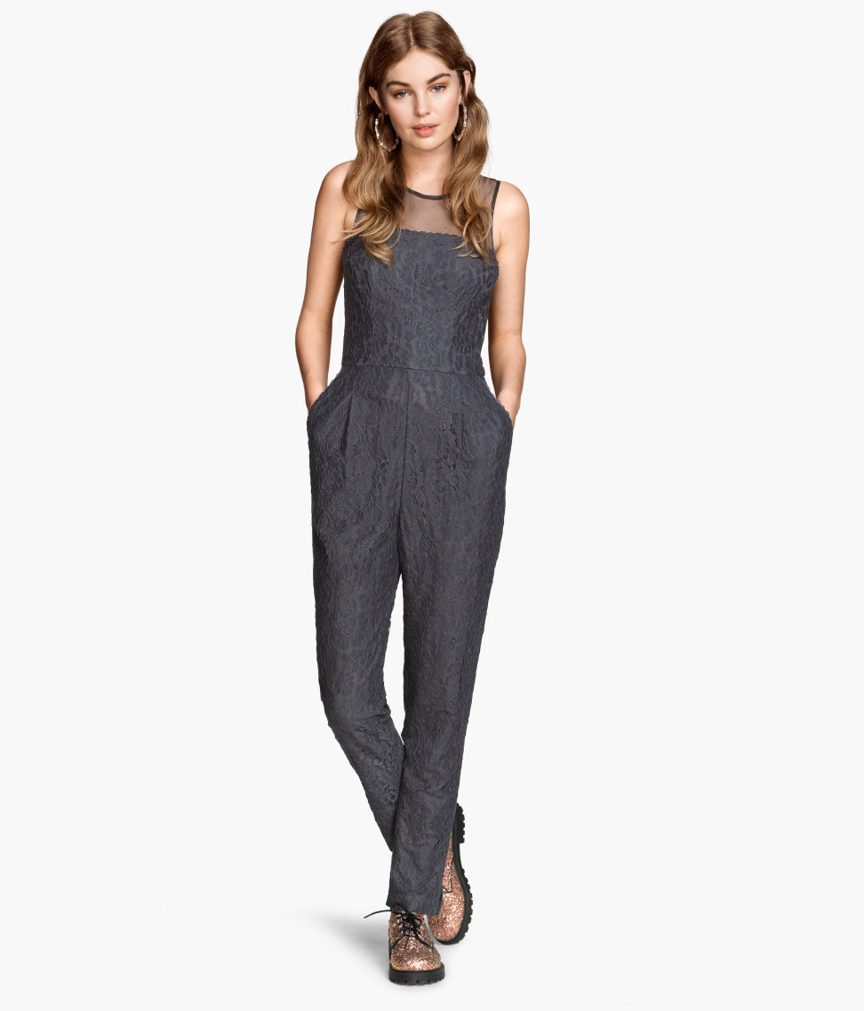 grey lace jumpsuit