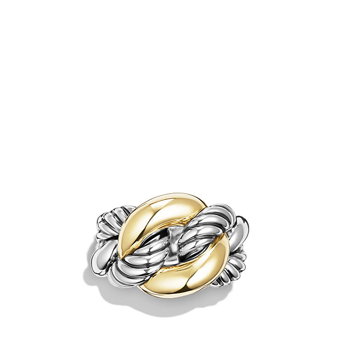 David yurman Belmont Curb Link Ring With 18k Gold in Metallic Lyst