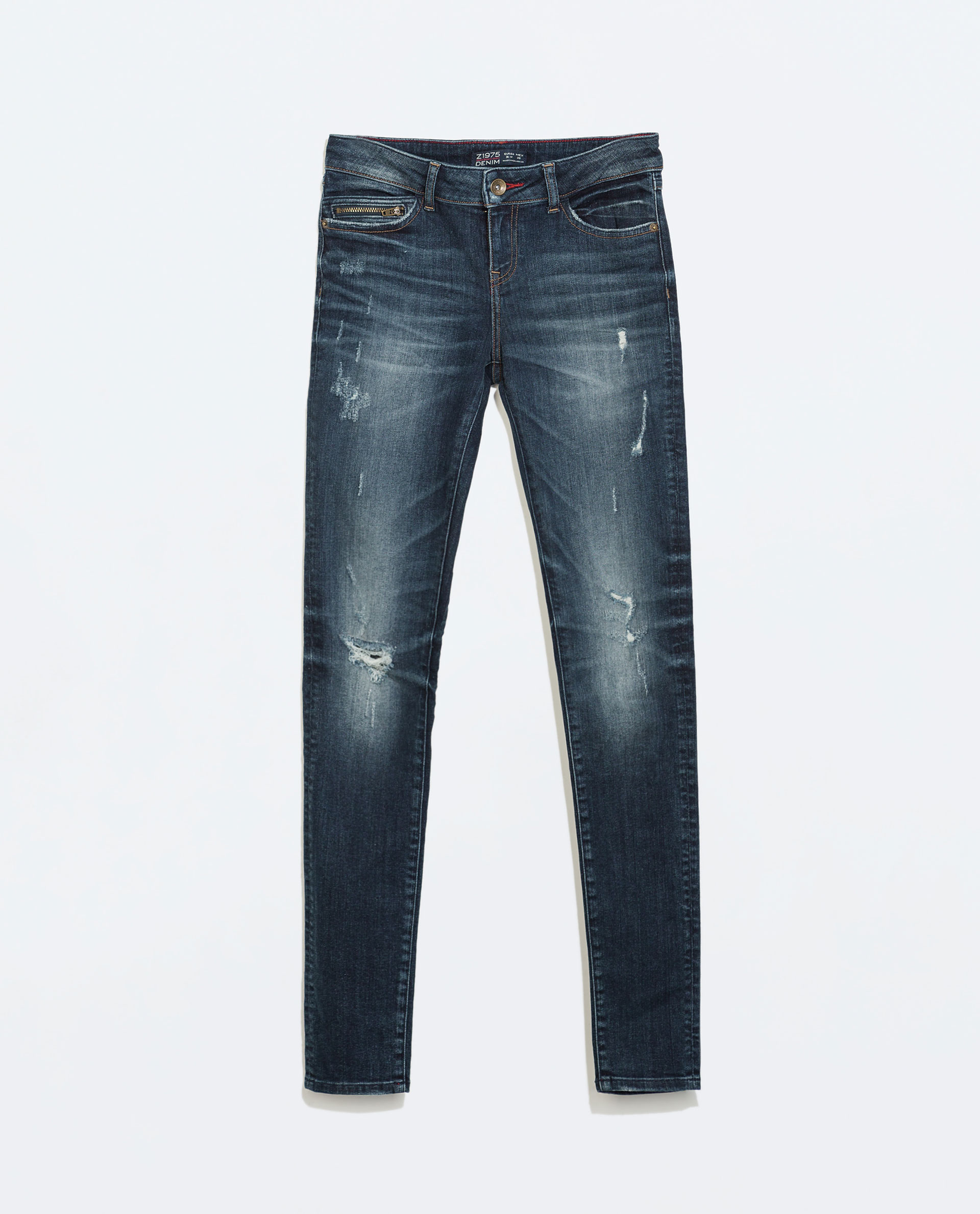 Zara Zip Skinny Jeans in Blue (Dark blue) Lyst