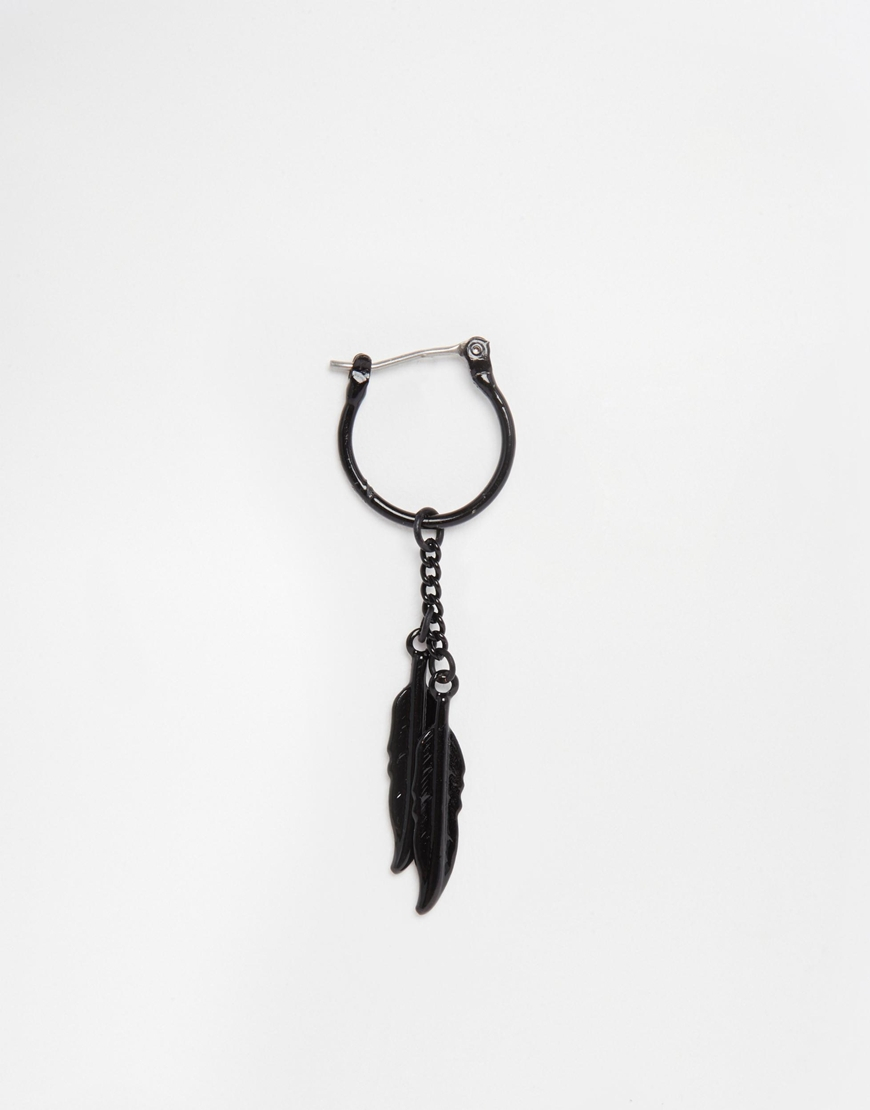Lyst - Asos Feather Hoop Earring Pack In Black in Black for Men