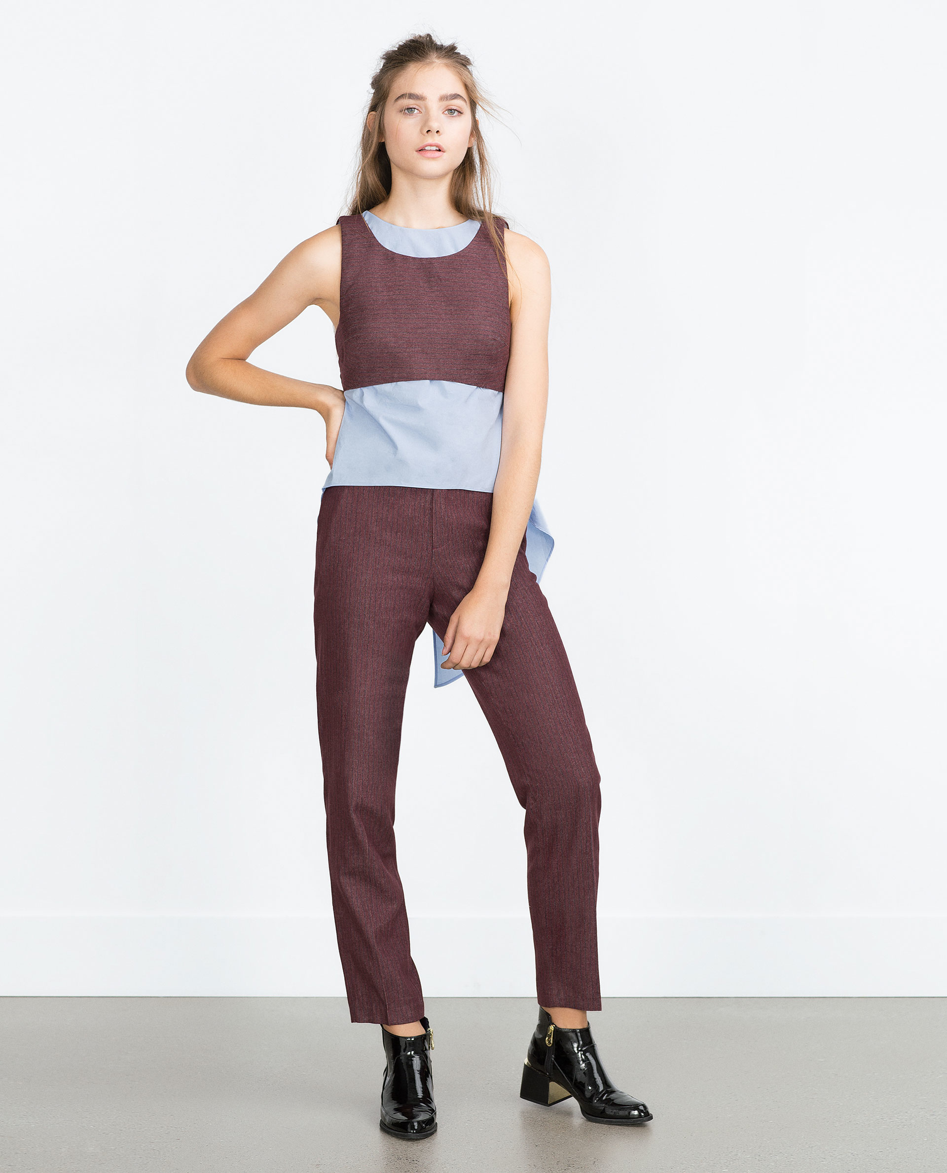 Zara Combination Top in Blue Lyst