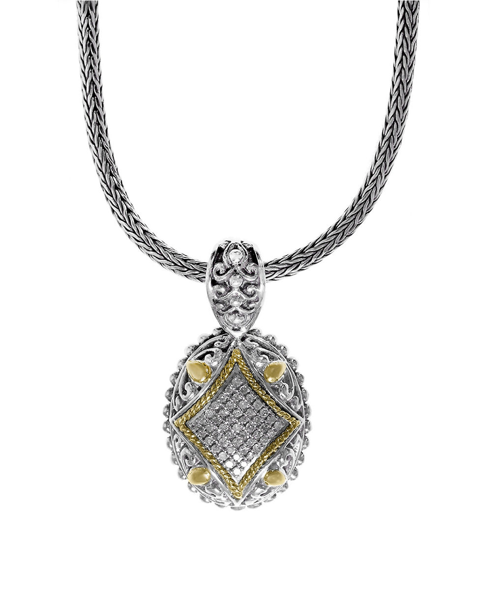 Effy Diamond, Sterling Silver And 18k Yellow Gold Pendant Necklace in