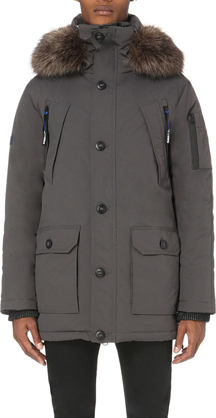 Superdry Idris Elba X Arctic Aviator Down Parka Coat in Grey (Grey) - Lyst