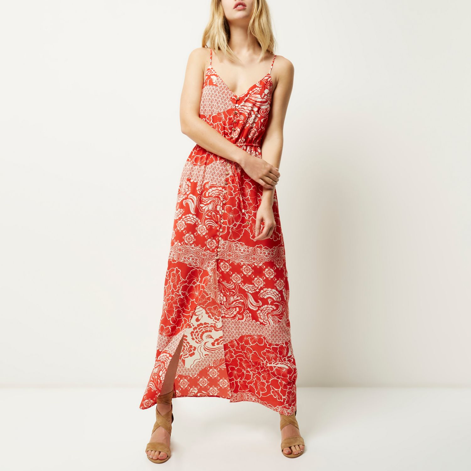 river island red maxi dress