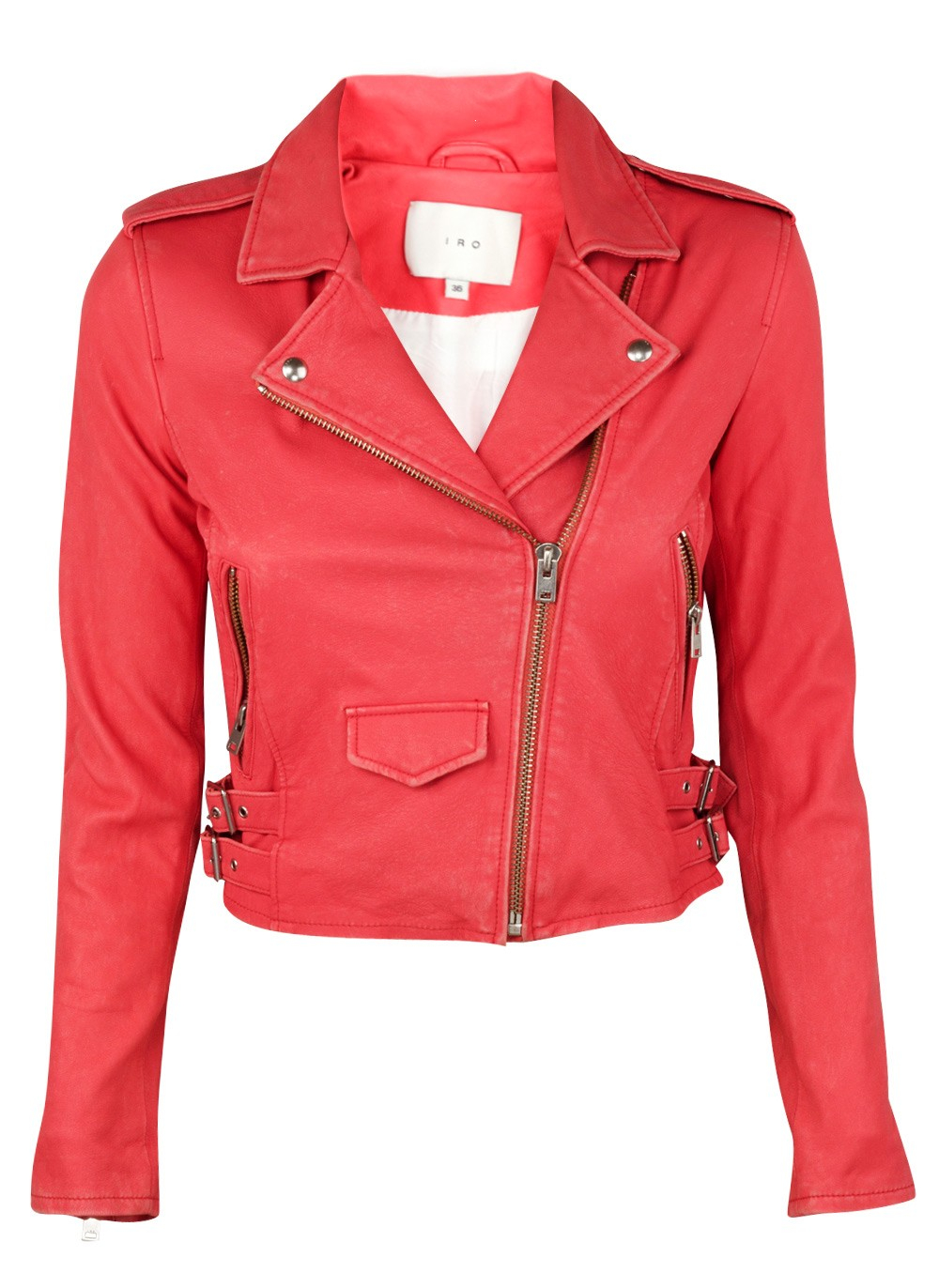 Iro Ashville Coral Pink Leather Jacket in Pink (coral) | Lyst