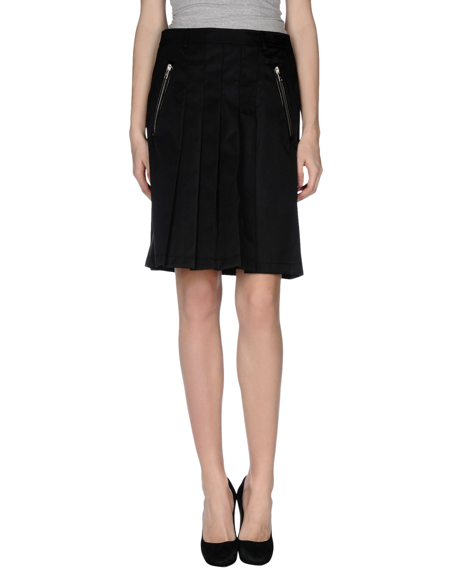 Lyst - Prada Knee Length Skirt in Black