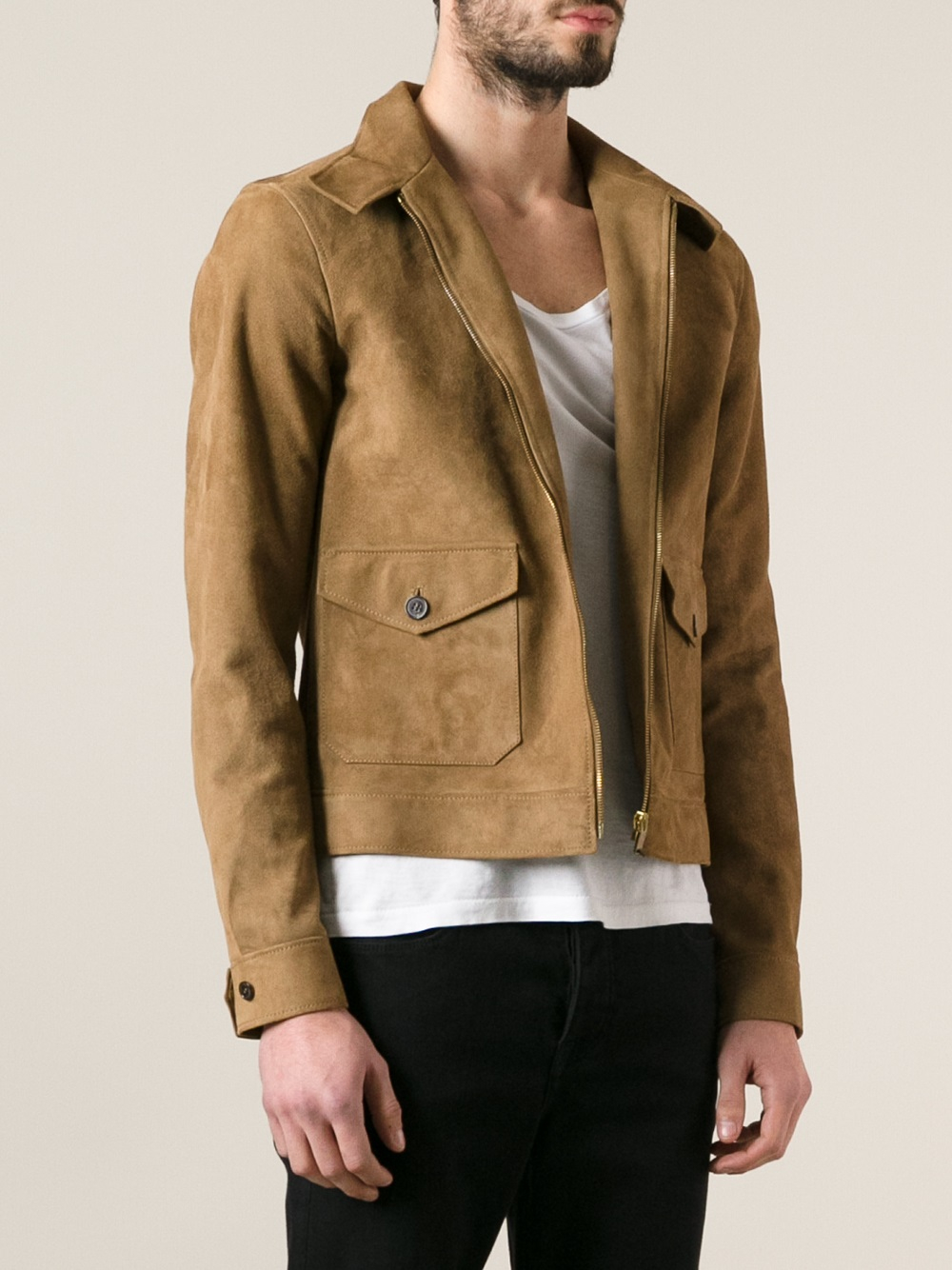Saint Lau Leather Jacket In Brown For Men Lyst Gallery