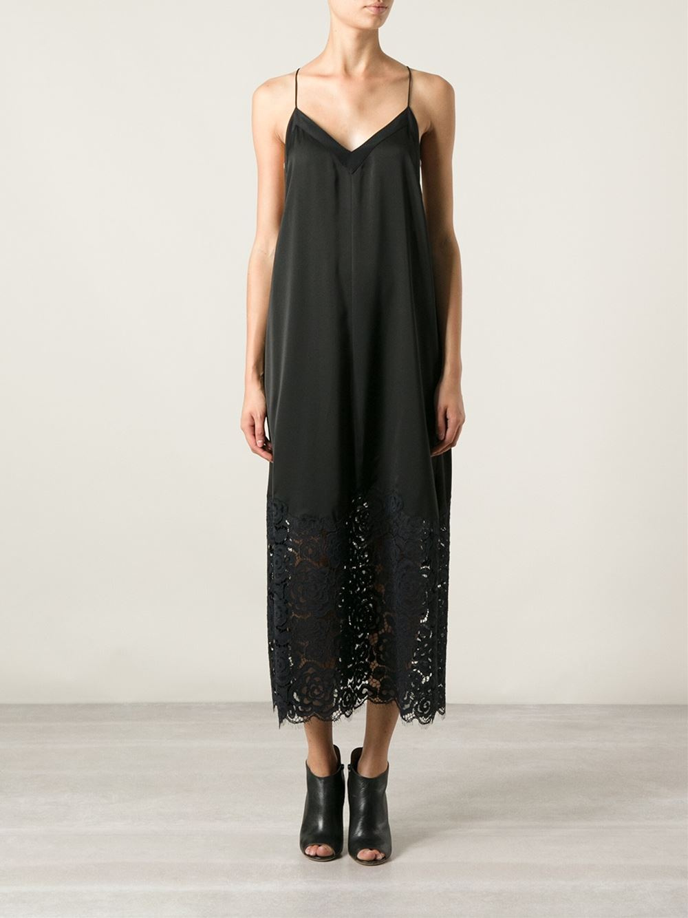 long lace slip dress