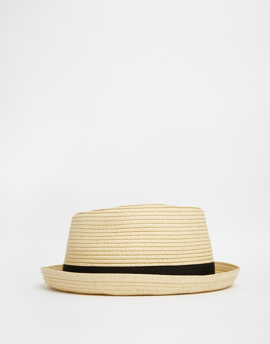ASOS Straw Pork Pie Hat With Black Band in Natural for Men | Lyst