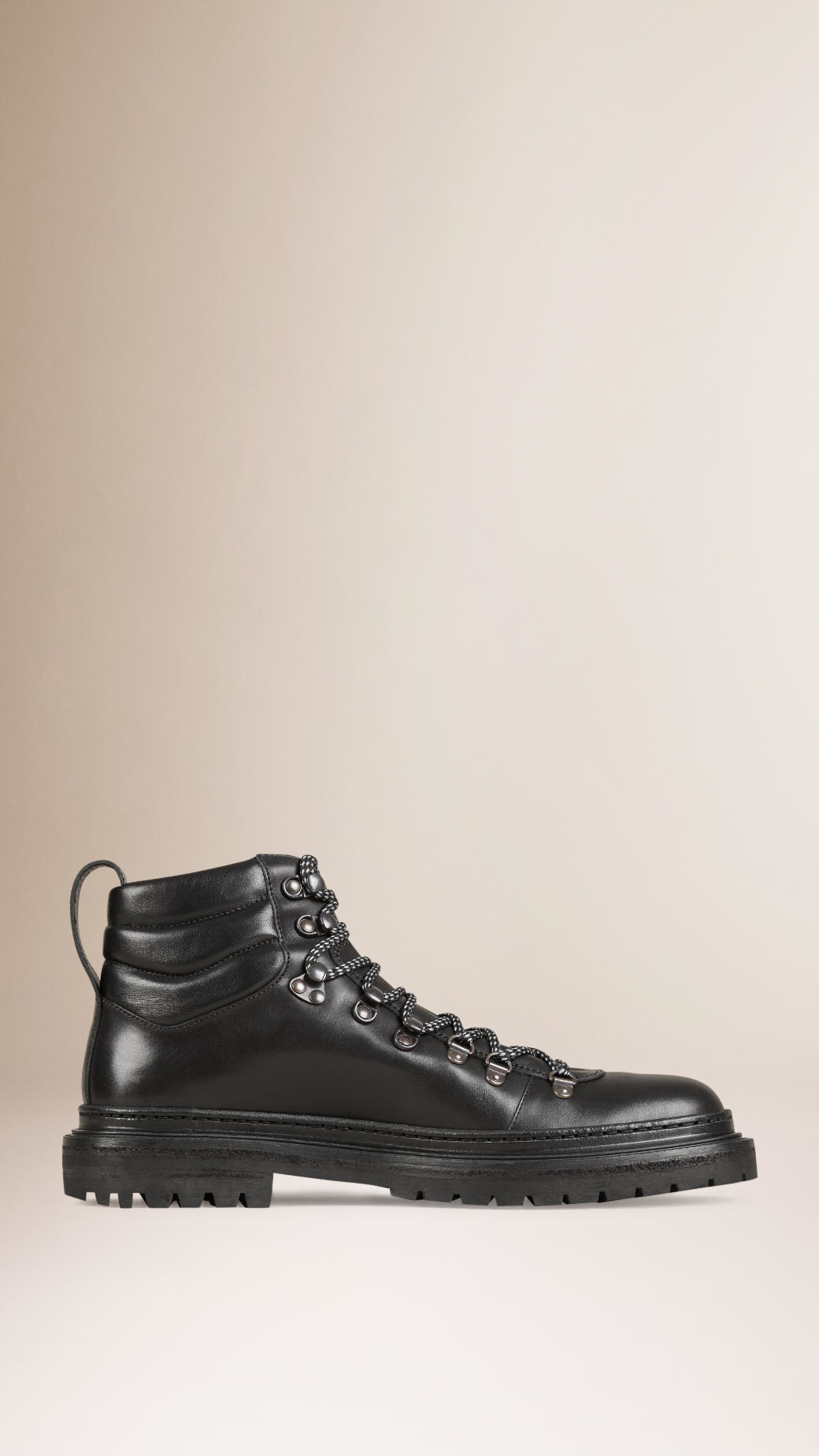 Burberry Leather Hiking Boots Black for Men - Lyst
