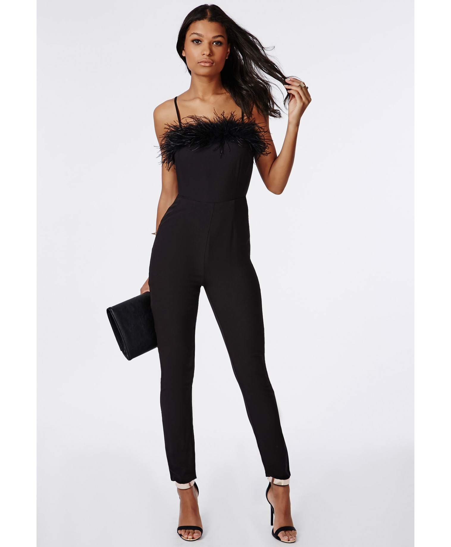 black feather jumpsuit