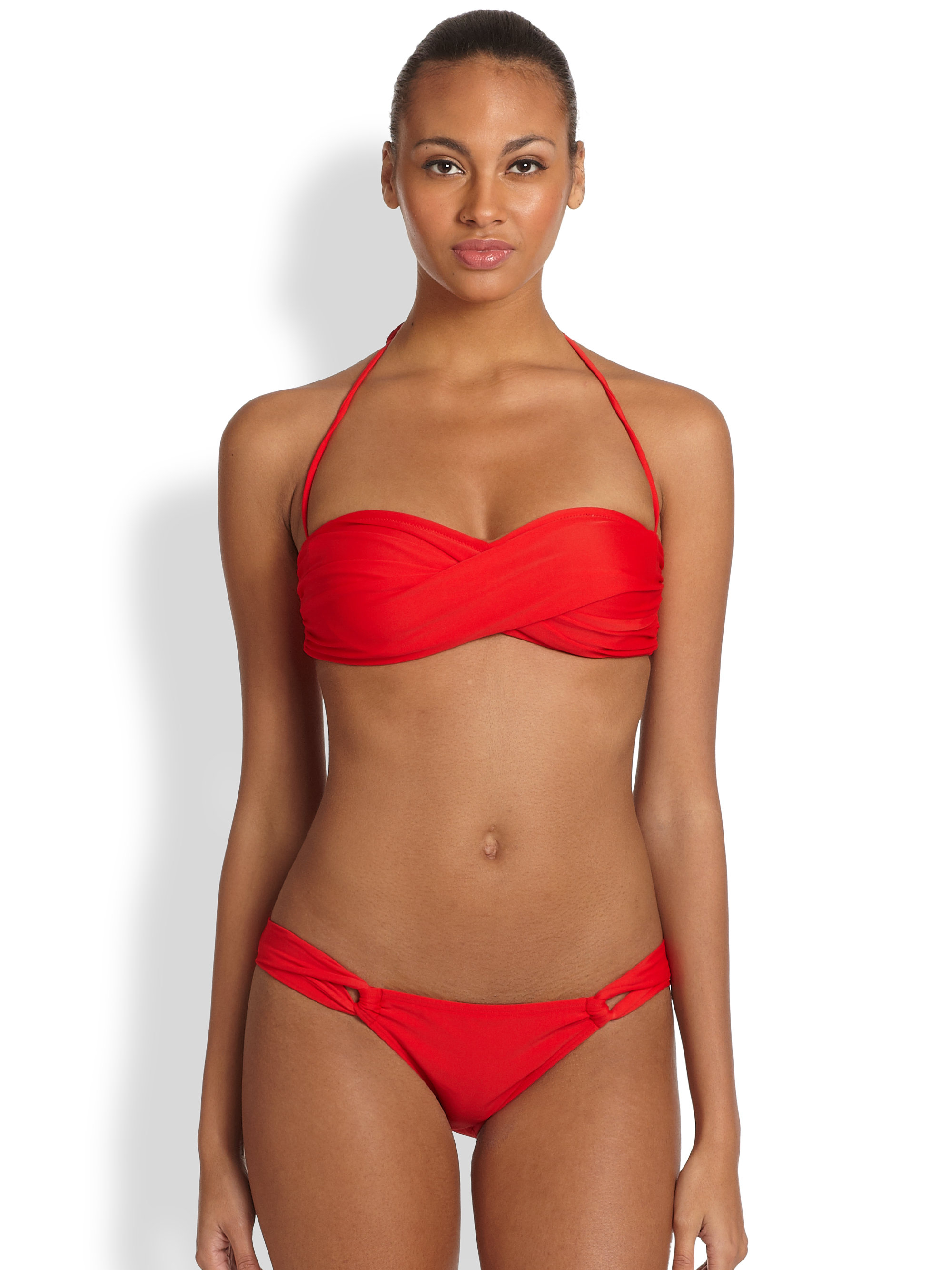 red bandeau bikini top