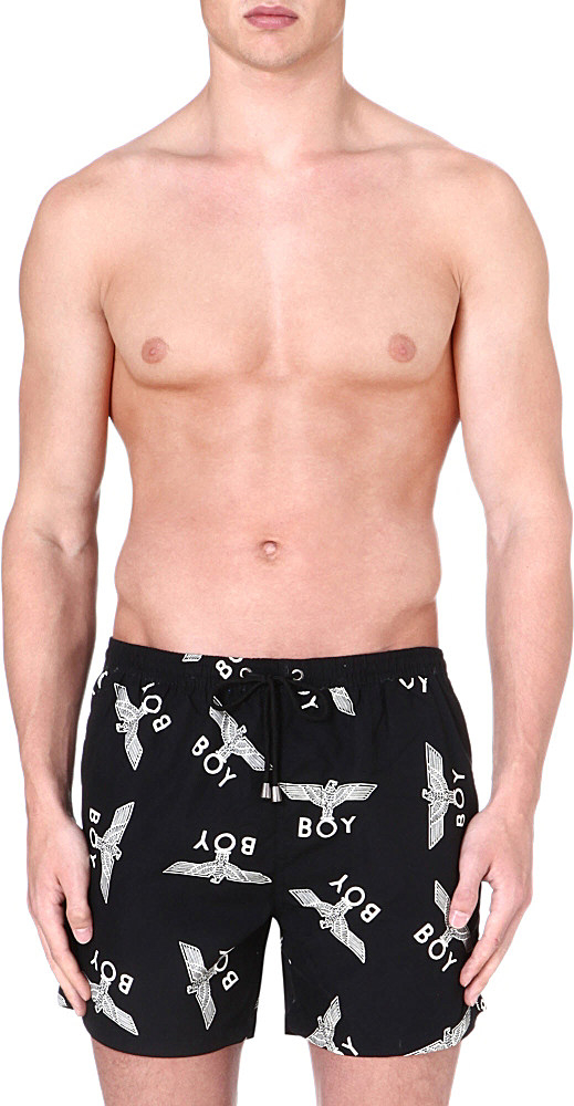 BOY London Repeat Logo Swim Shorts Black for Men - Lyst