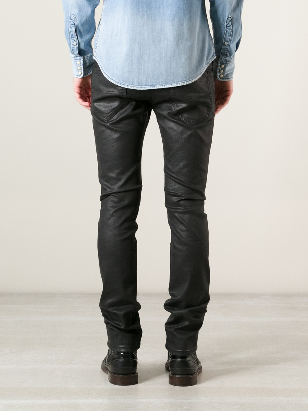 DIESEL Waxed Denim Jeans in Black for Men | Lyst
