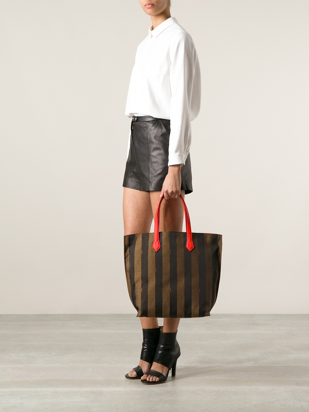 fendi striped tote