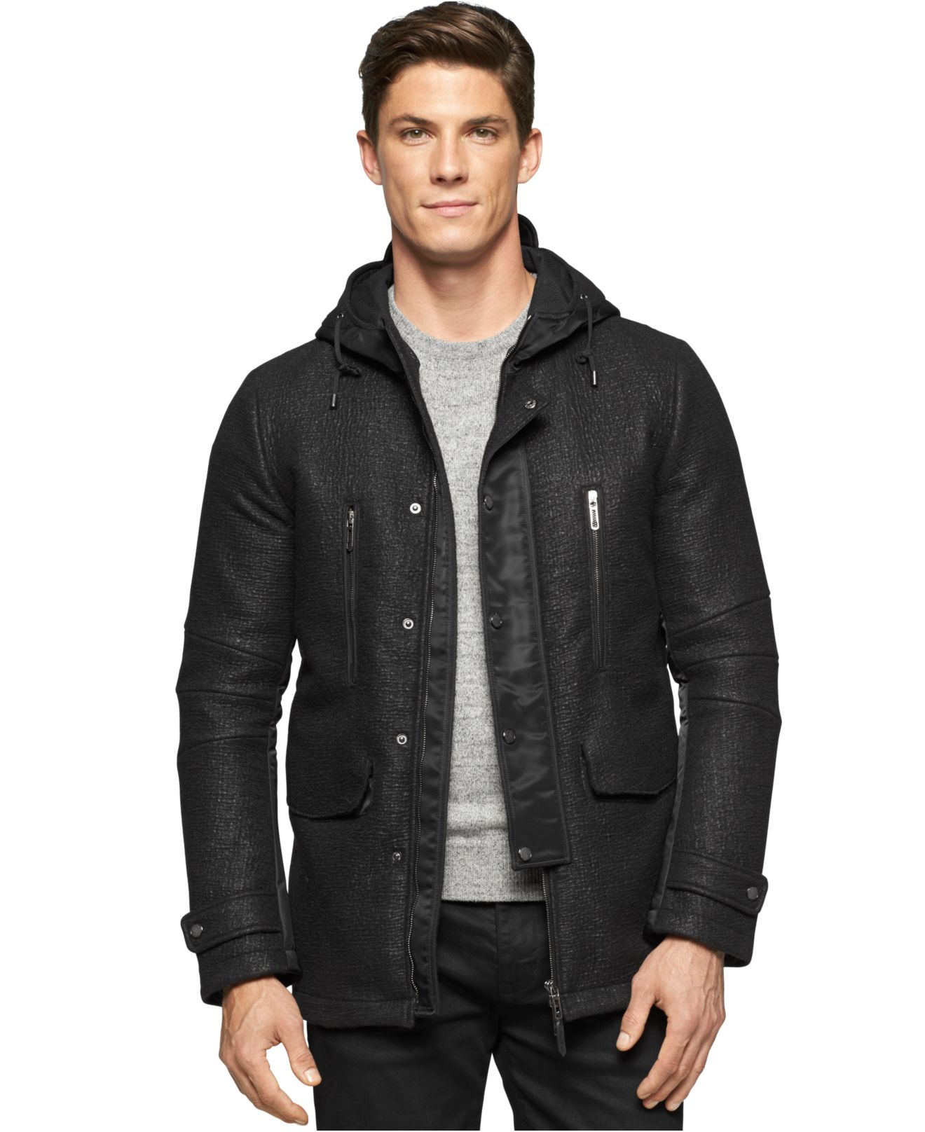 Lyst Calvin Klein Hooded Italian inspired Jacket in 