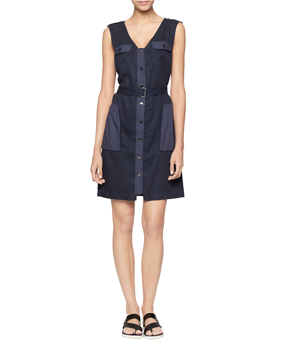 calvin klein belted sheath dress in blue classic calvin klein belted sheath dress in blue classic