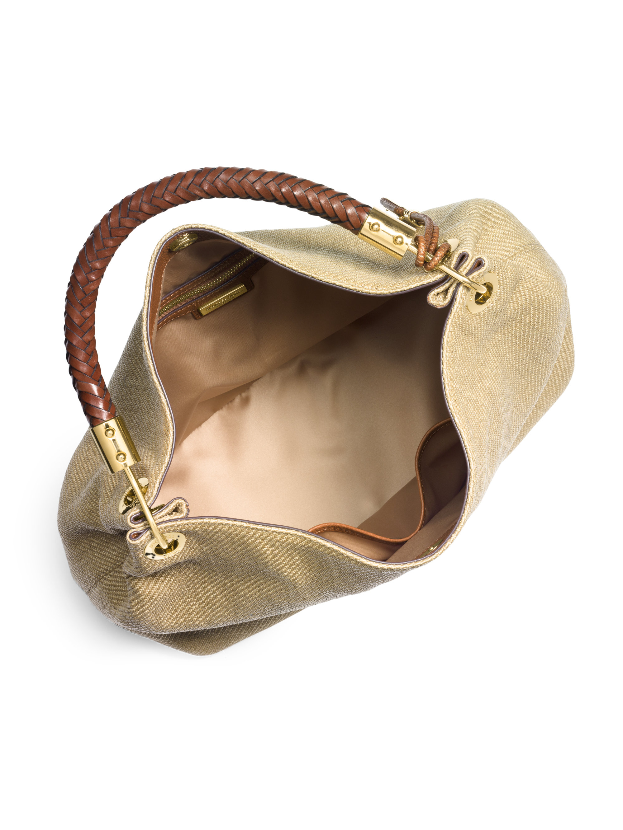 Michael Kors Skorpios Large BraidedHandle Woven Hobo Bag in Natural Lyst