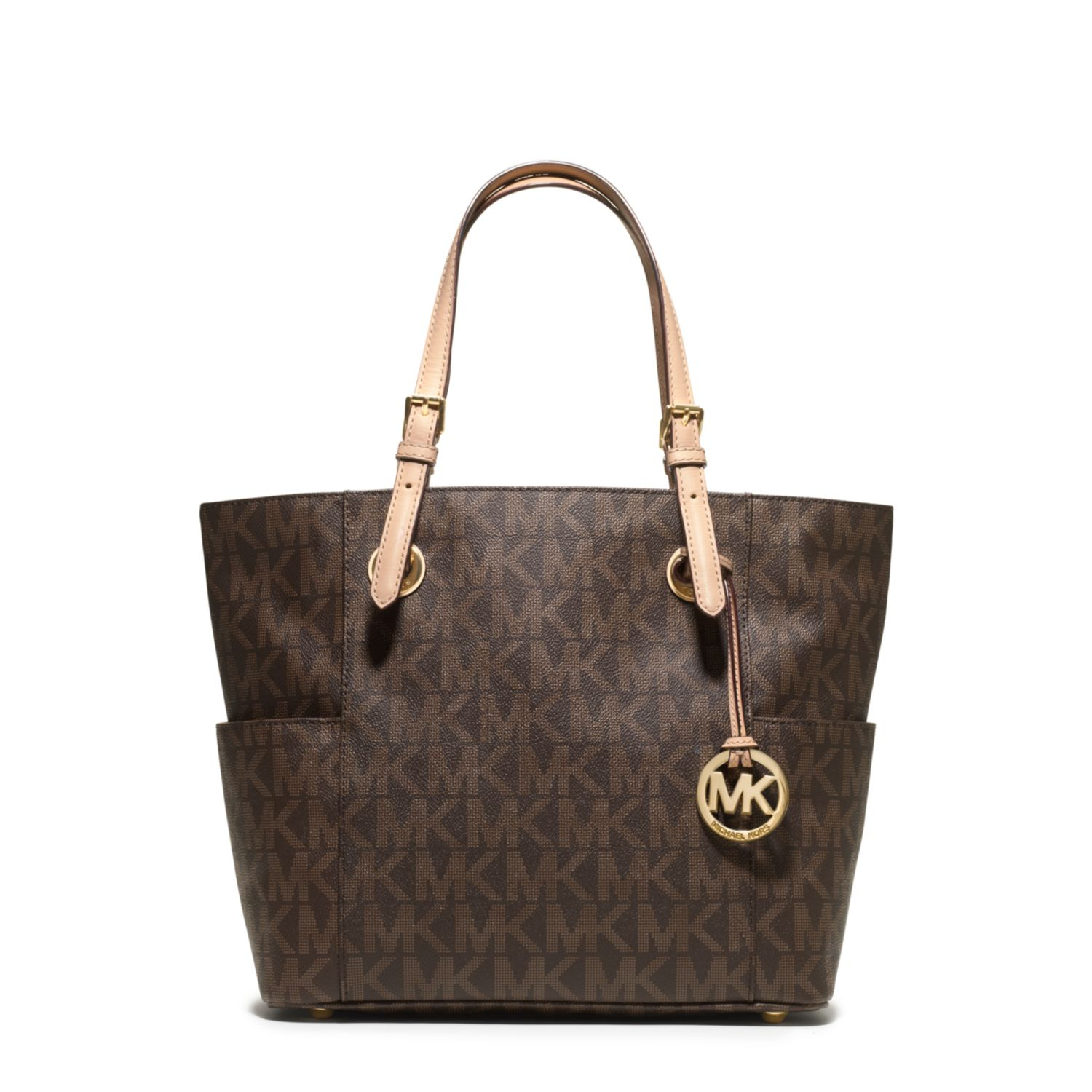 Michael kors Jet Set Logo Tote in Brown | Lyst