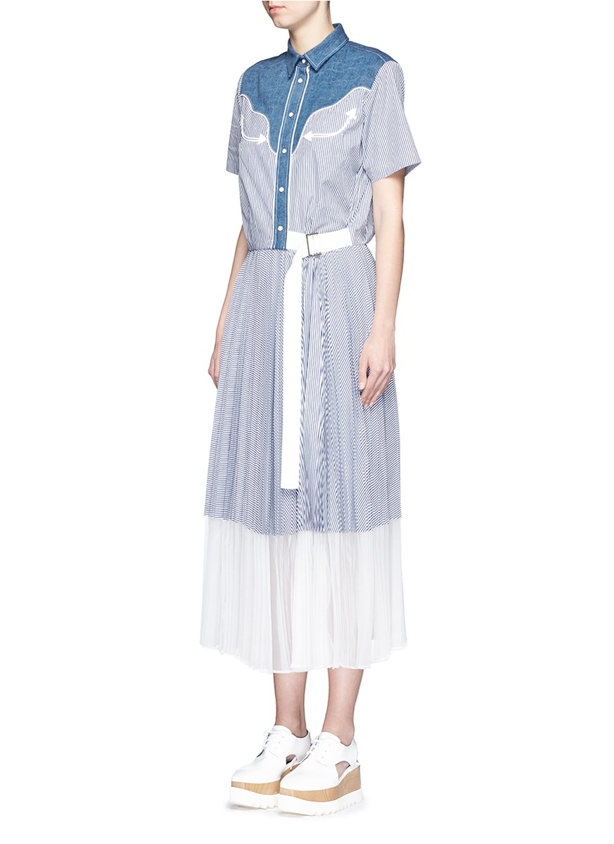 Side Split Candy Stripe Shirt Dress 