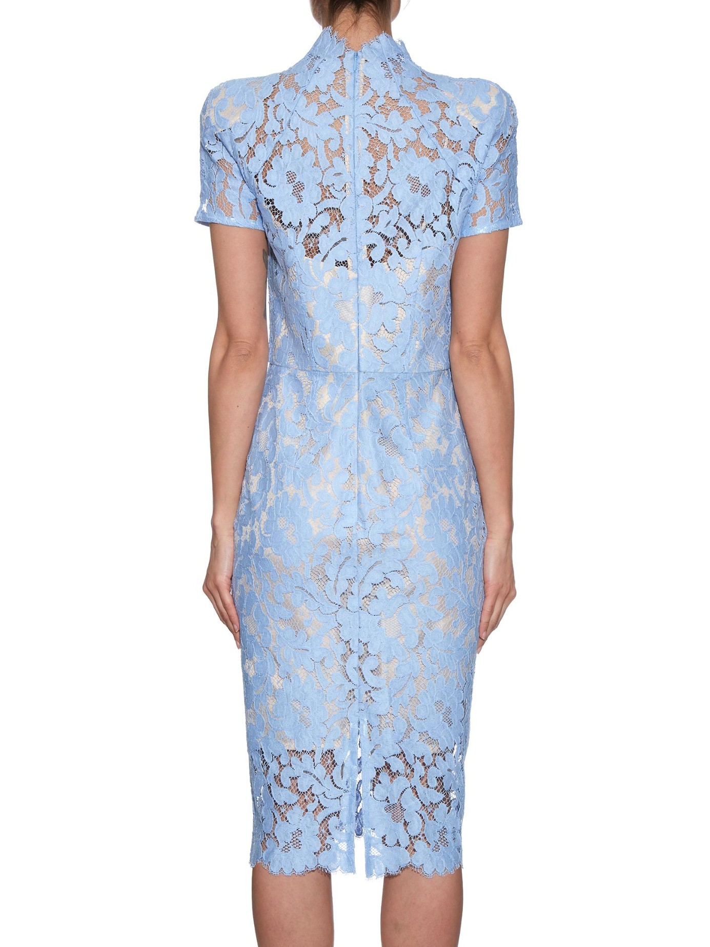 light blue lace midi dress