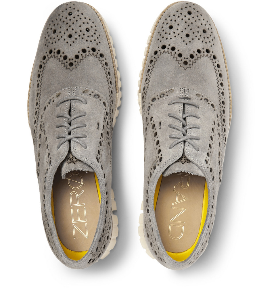 Cole Haan Zerogrand Wing Suede Oxford Shoes in Gray for ...