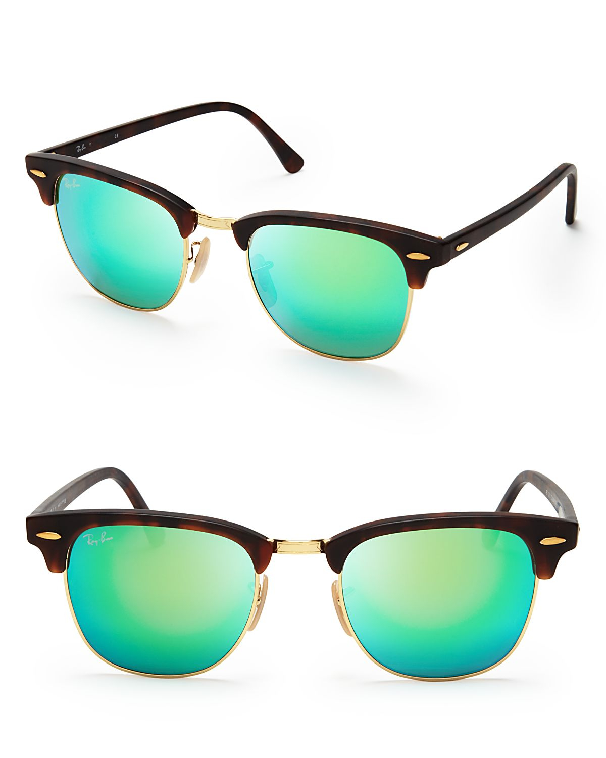 Rayban Mirrored Clubmaster Sunglasses, 51mm in Green (Green Mirror) Lyst