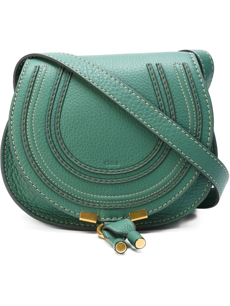 Chloé Marcie Leather Cross-Body Bag in Green | Lyst