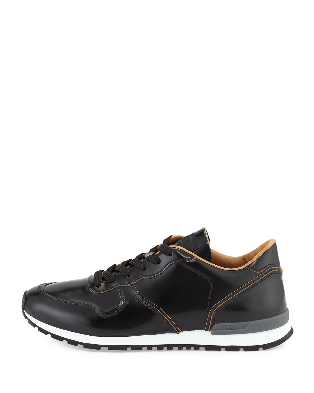 tod's black leather sneakers