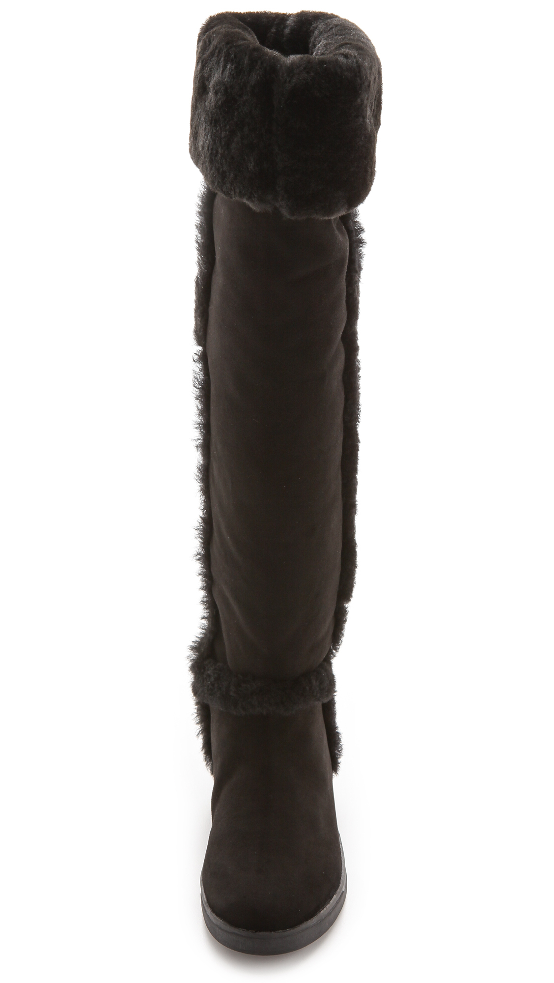 DKNY Bard Tall Fur Lined Boots Black Lyst