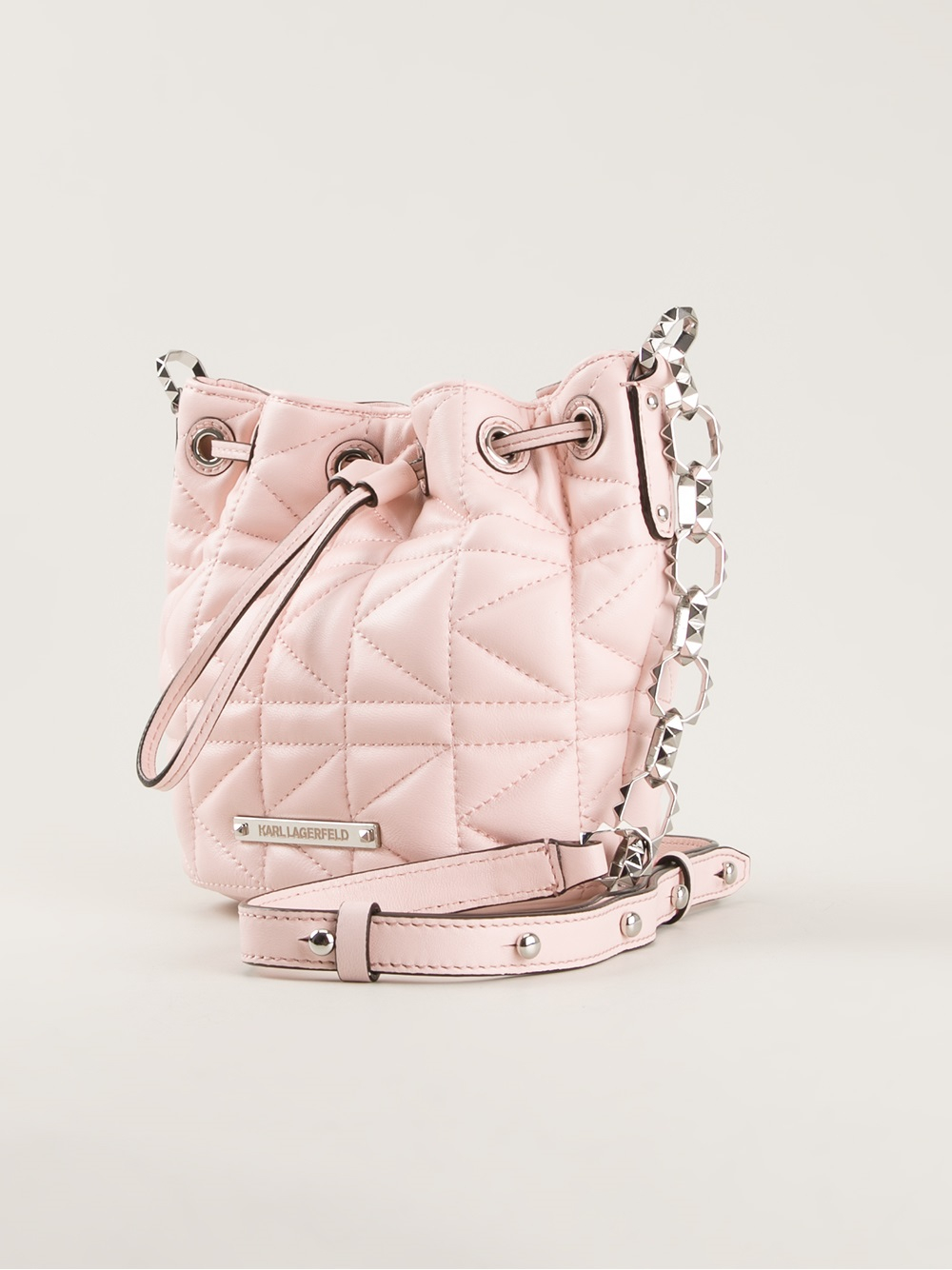 Lyst Karl Lagerfeld Quilted Lambskin Shoulder Bag in Pink
