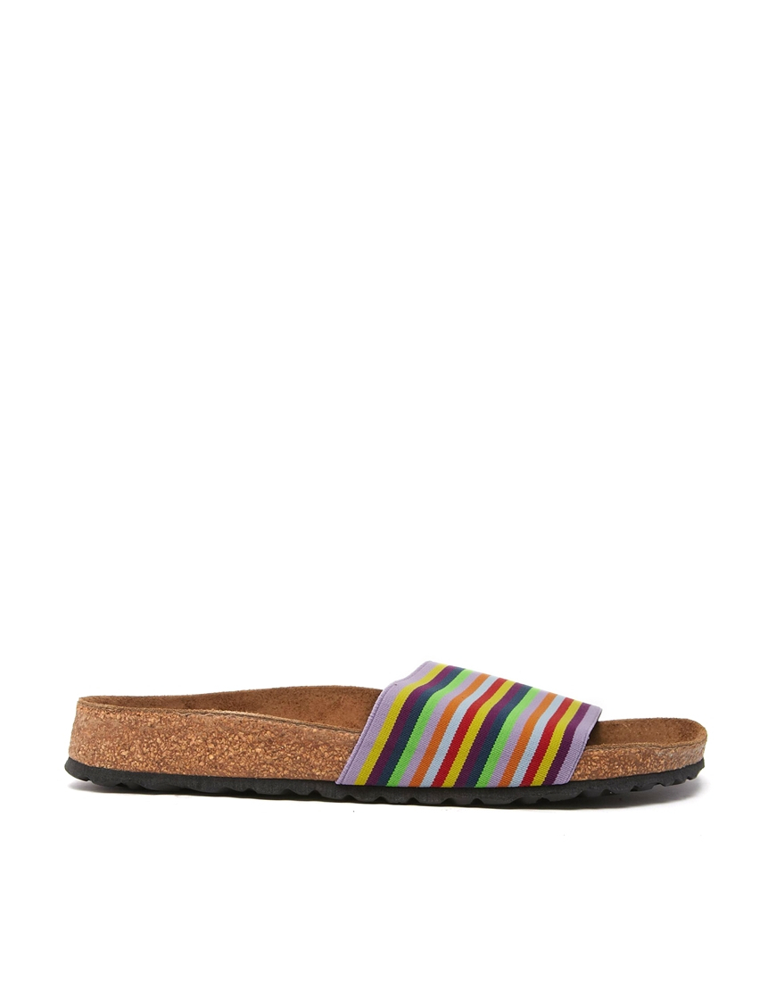 Birkenstock Birkies by Belau Rainbow Stripe Slider Sandals | Lyst
